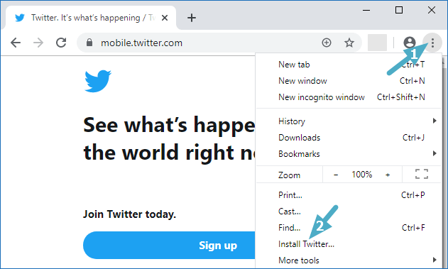 نصب اپلیکیشن pwa در کروم ویندوز